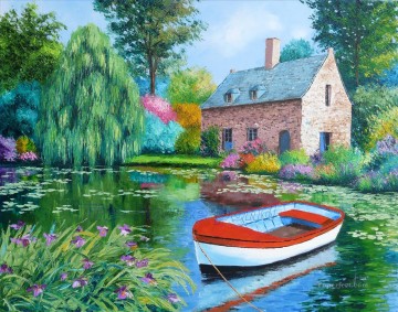 家の池の庭 Oil Paintings